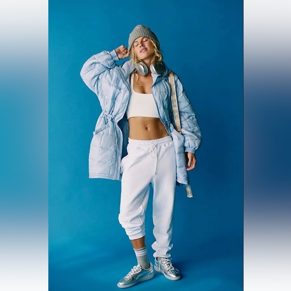 Free People Movement Patricia Packable Poncho Puffer Hooded Zip Fleece Collar